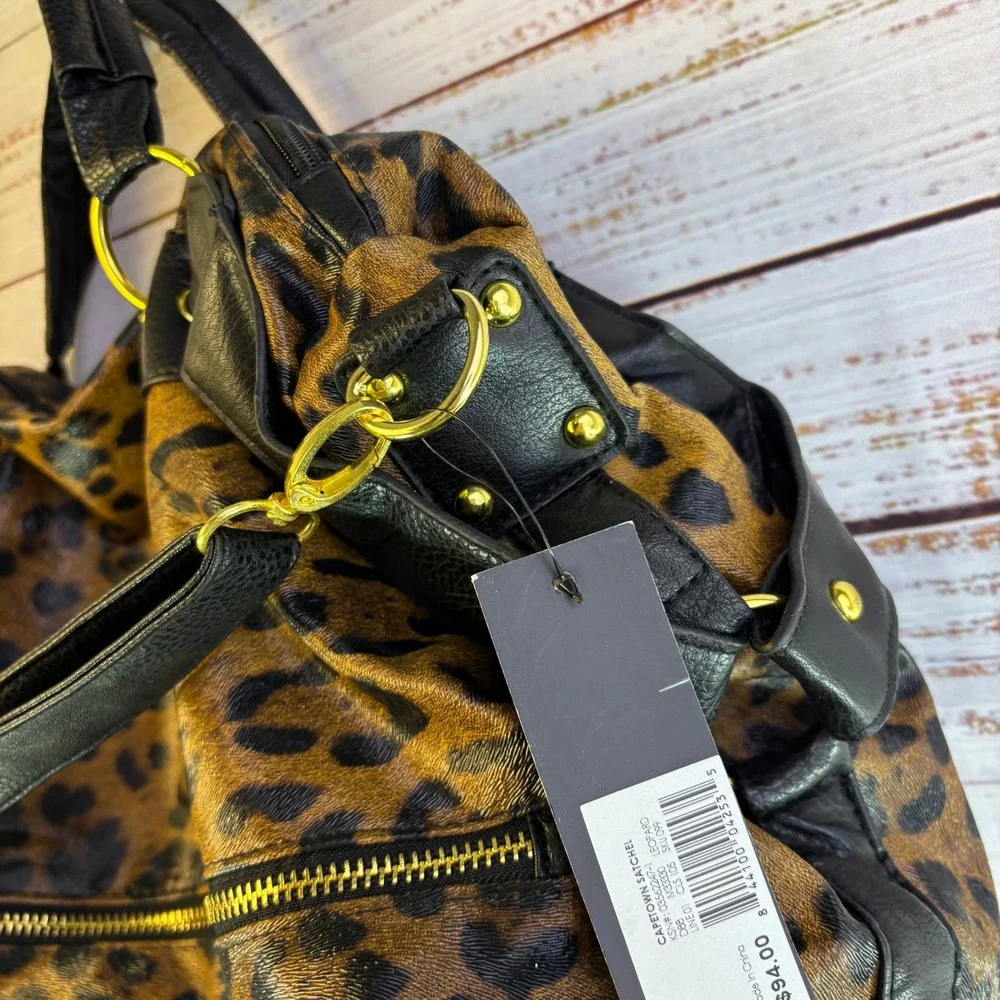 Vintage Kardashian Kollection Capetown Satchel Leopard Faux Leather Mob Wife